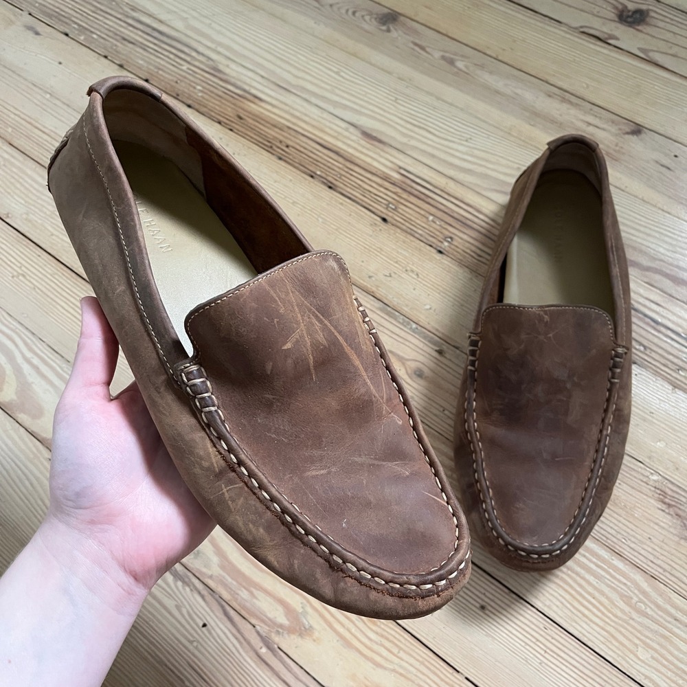 Cole Haan Grant Driver Loafers Mens 12M Brown Leather Driving Shoes C11401
